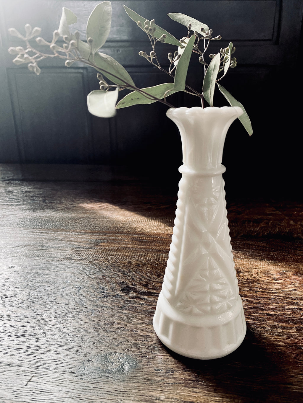 Small Milk Glass Vase Bowerbird Vintage