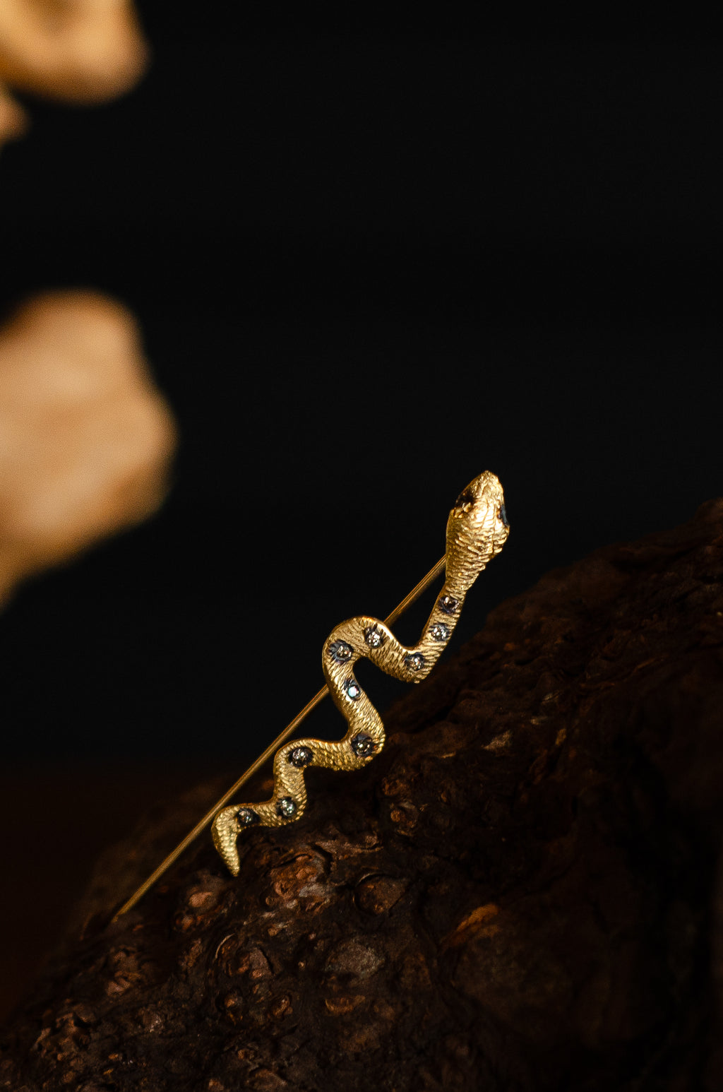 18KT Yellow Gold and Diamond Snake Stick Pin – Bowerbird Vintage